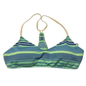 Ralph Lauren Polo Bikini Top Sz L Lime & Turquoise Racer Back NEW